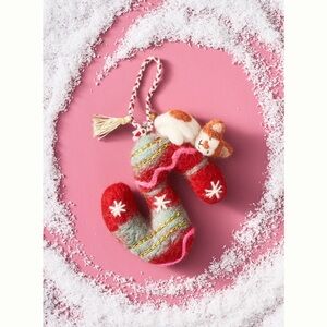 Anthropologie Forest Friends Monogram Felt Ornament Handmade Wool Critter NEW